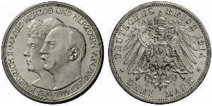 3 Mark Anhalt-Dessau (1603 -1863) Silber Friedrich II. (Anhalt)(1856 – 1918)