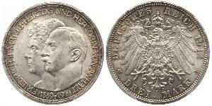 3 Mark Anhalt-Dessau (1603 -1863) Silber Friedrich II. (Anhalt)(1856 – 1918)