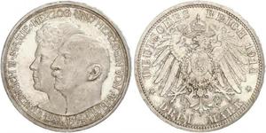 3 Mark Anhalt-Dessau (1603 -1863) Silber Friedrich II. (Anhalt)(1856 – 1918)