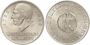 3 Mark Deutsches Kaiserreich (1871-1918) Silber Gotthold Ephraim Lessing