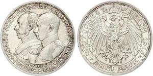3 Mark Deutsches Kaiserreich (1871-1918) Silber Frederick Francis IV, Grand Duke of Mecklenburg (1882 - 1945)