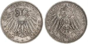 3 Mark Free City of Lübeck Silber 