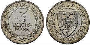 3 Mark Free City of Lübeck Silber 