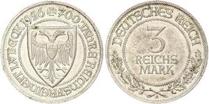 3 Mark Free City of Lübeck Silber 