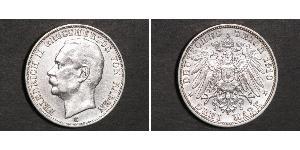 3 Mark Grand Duchy of Baden (1806-1918) Silber Friedrich II. (Baden, Großherzog) (1857 - 1928)