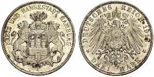 3 Mark Hamburg / States of Germany Silber 