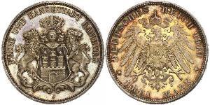 3 Mark Hamburg / States of Germany Silber 