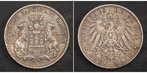 3 Mark Hamburg / States of Germany Silber 