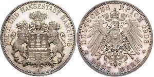 3 Mark Hamburg / States of Germany Silber 