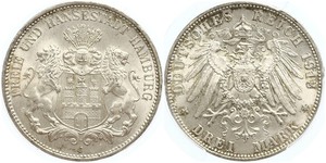 3 Mark Hamburg / States of Germany Silber 