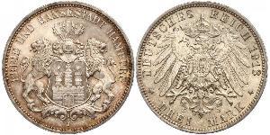 3 Mark Hamburg / States of Germany Silber 