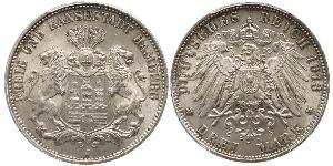 3 Mark Hamburg / States of Germany Silber 