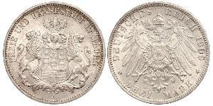 3 Mark Hamburg / States of Germany Silber 