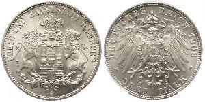 3 Mark Hamburg / States of Germany Silber 