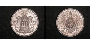 3 Mark Hamburg / States of Germany Silber 