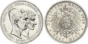 3 Mark Herzogtum Braunschweig (1815 - 1918) Silber Ernst August (Braunschweig) (1887 - 1953)