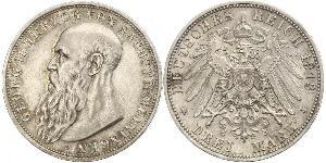 3 Mark Herzogtum Sachsen-Meiningen (1680 - 1918) Silber Georg II. (Sachsen-Meiningen)