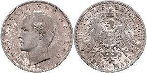 3 Mark Königreich Bayern (1806 - 1918) Silber Otto (Bayern)(1848 – 1916)
