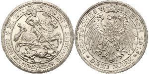 3 Mark Königreich Preußen (1701-1918) Silber Wilhelm II, German Emperor (1859-1941)