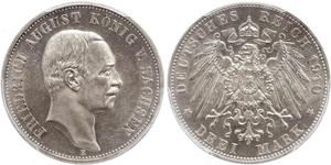 3 Mark Königreich Sachsen (1806 - 1918) Silber Friedrich August III. (Sachsen) (1865-1932)