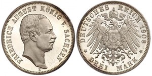 3 Mark Königreich Sachsen (1806 - 1918) Silber Friedrich August III. (Sachsen) (1865-1932)