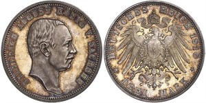 3 Mark Königreich Sachsen (1806 - 1918) Silber Friedrich August III. (Sachsen) (1865-1932)