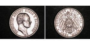3 Mark Königreich Sachsen (1806 - 1918) Silber Friedrich August III. (Sachsen) (1865-1932)