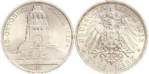 3 Mark Königreich Sachsen (1806 - 1918) Silber 