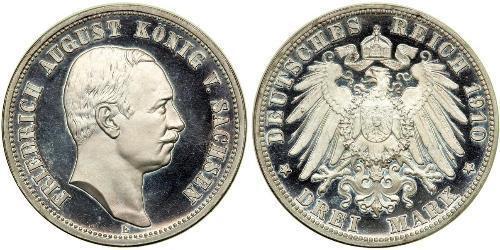 3 Mark Königreich Sachsen (1806 - 1918) Silber Friedrich August III. (Sachsen) (1865-1932)