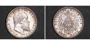 3 Mark Königreich Württemberg (1806-1918) Silber Wilhelm II, German Emperor (1859-1941)