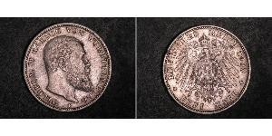 3 Mark Königreich Württemberg (1806-1918) Silber Wilhelm II, German Emperor (1859-1941)