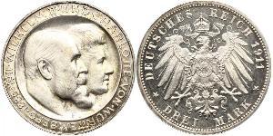3 Mark Königreich Württemberg (1806-1918) Silber Wilhelm II, German Emperor (1859-1941)