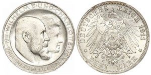 3 Mark Königreich Württemberg (1806-1918) Silber Wilhelm II, German Emperor (1859-1941)