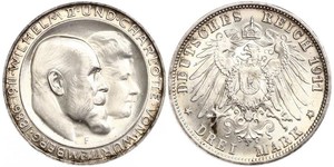3 Mark Königreich Württemberg (1806-1918) Silber Wilhelm II, German Emperor (1859-1941)