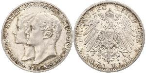 3 Mark Sachsen-Weimar-Eisenach (1809 - 1918) Silber Wilhelm Ernst (Sachsen-Weimar-Eisenach)