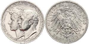 3 Mark Sachsen-Weimar-Eisenach (1809 - 1918) Silber Wilhelm Ernst (Sachsen-Weimar-Eisenach)