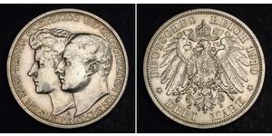 3 Mark Sachsen-Weimar-Eisenach (1809 - 1918) Silber Wilhelm Ernst (Sachsen-Weimar-Eisenach)