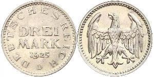 3 Mark Weimarer Republik (1918-1933) Silber 