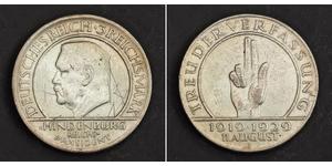 3 Mark Weimarer Republik (1918-1933) Silber Paul von Hindenburg
