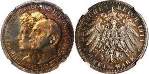 3 Mark Anhalt-Dessau (1603 -1863) Silver Friedrich II, Duke of Anhalt (1856 – 1918)