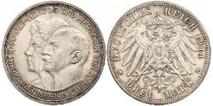3 Mark Anhalt-Dessau (1603 -1863) Silver Friedrich II, Duke of Anhalt (1856 – 1918)