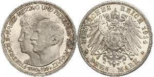 3 Mark Anhalt-Dessau (1603 -1863) Silver Friedrich II, Duke of Anhalt (1856 – 1918)