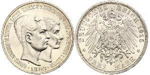 3 Mark Duchy of Brunswick (1815 - 1918) Silver Ernest Augustus, Duke of Brunswick (1887 - 1953)