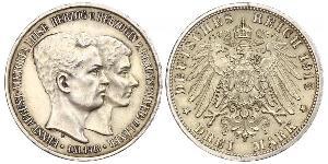 3 Mark Duchy of Brunswick (1815 - 1918) Silver Ernest Augustus, Duke of Brunswick (1887 - 1953)