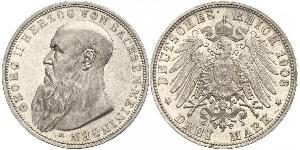 3 Mark Duchy of Saxe-Meiningen (1680 - 1918) Silver Georg II, Duke of Saxe-Meiningen