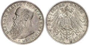 3 Mark Duchy of Saxe-Meiningen (1680 - 1918) Silver Georg II, Duke of Saxe-Meiningen