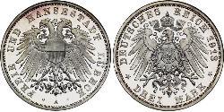 3 Mark Free City of Lübeck Silver 