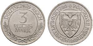 3 Mark Free City of Lübeck Silver 