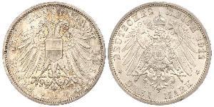 3 Mark Free City of Lübeck Silver 