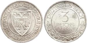 3 Mark Free City of Lübeck Silver 